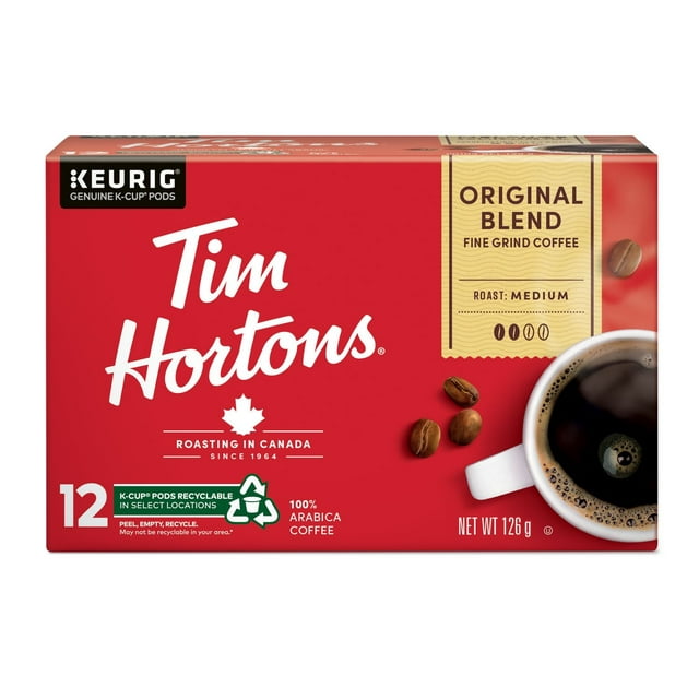 Tim Hortons Original Blend Medium Roast Coffee Pods 12 Count
