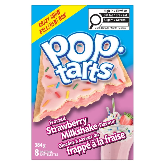 Pop-Tarts Frosted Strawberry Milkshake Toaster Pastries, 384 g, 8 Count