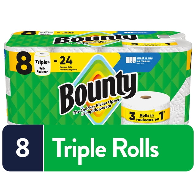Bounty 24 Regular Equivalent Paper Towels, 3600 g, 8 Count