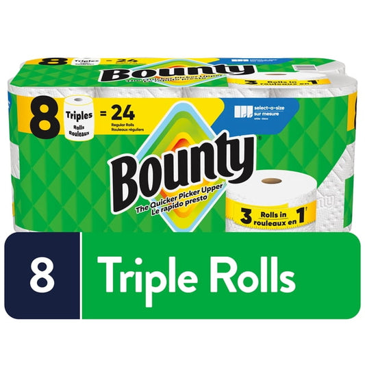 Bounty 24 Regular Equivalent Paper Towels, 3600 g, 8 Count