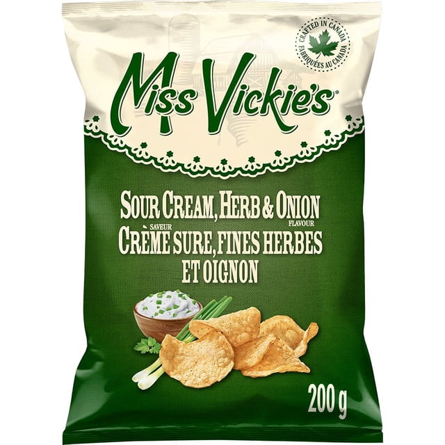 Miss Vickie's Sour Cream, Herb & Onion Kettle Cooked Potato Chips, 200 g