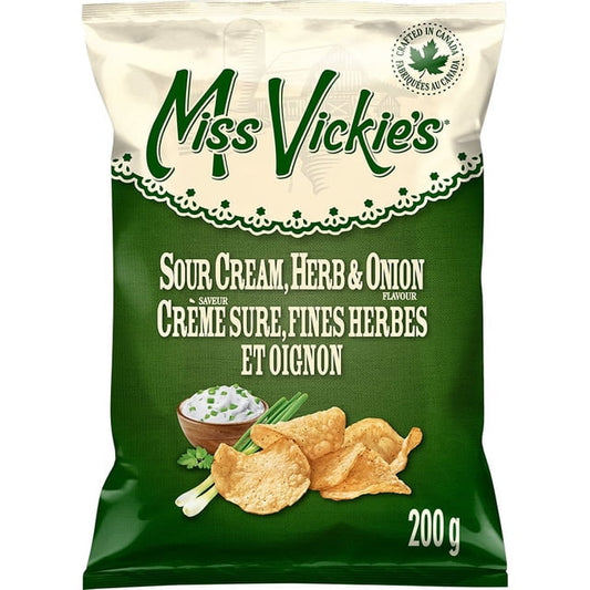 Miss Vickie's Sour Cream, Herb & Onion Kettle Cooked Potato Chips, 200 g