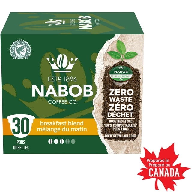 Nabob Breakfast Blend Compostable Pods 292g Box, 292 g, 30 Count