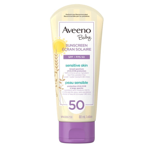 Aveeno Baby Mineral SPF 50 Zinc Oxide Sunscreen Lotion, 88 g