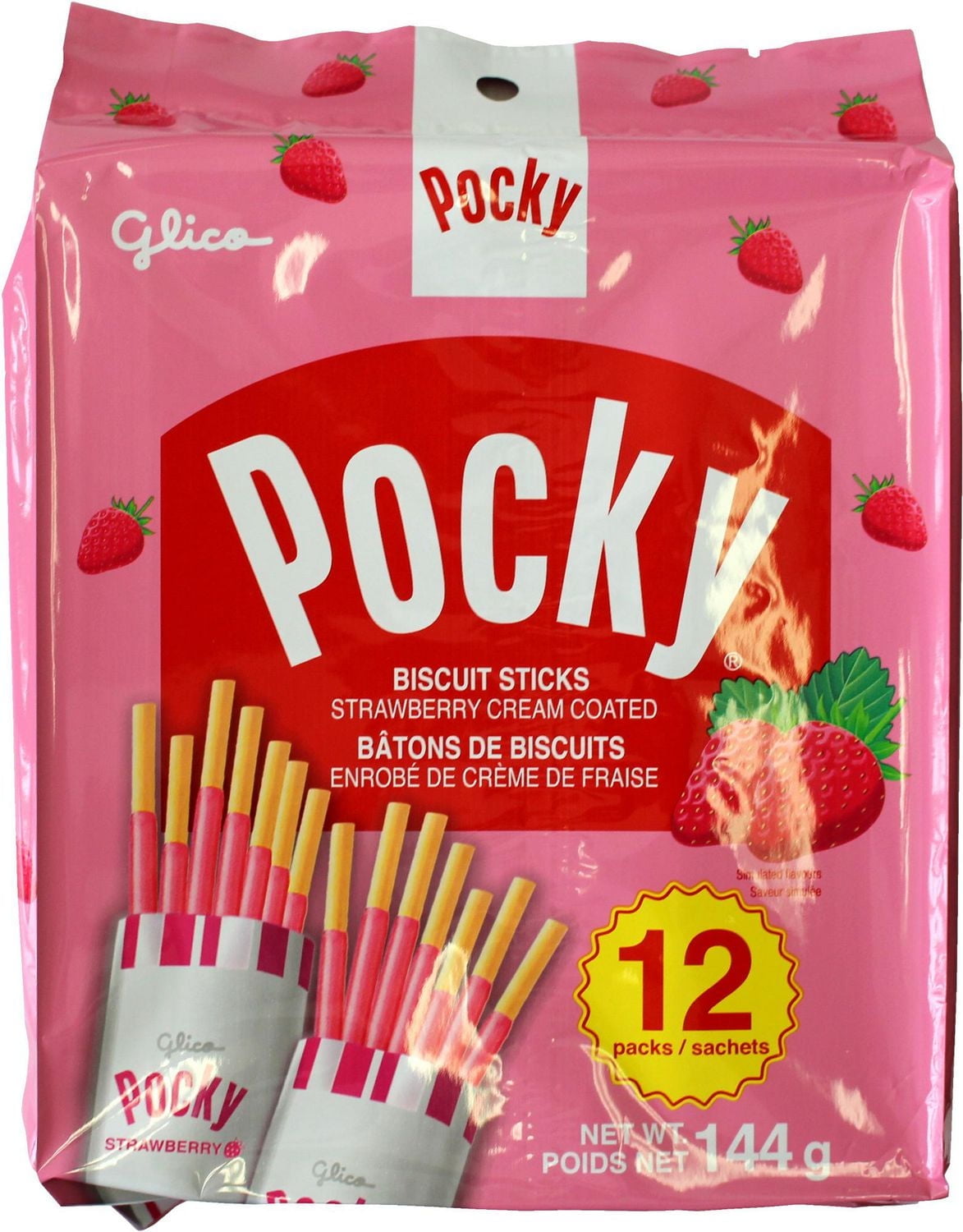 Glico Pocky Strawberry Biscuit Sticks 144g