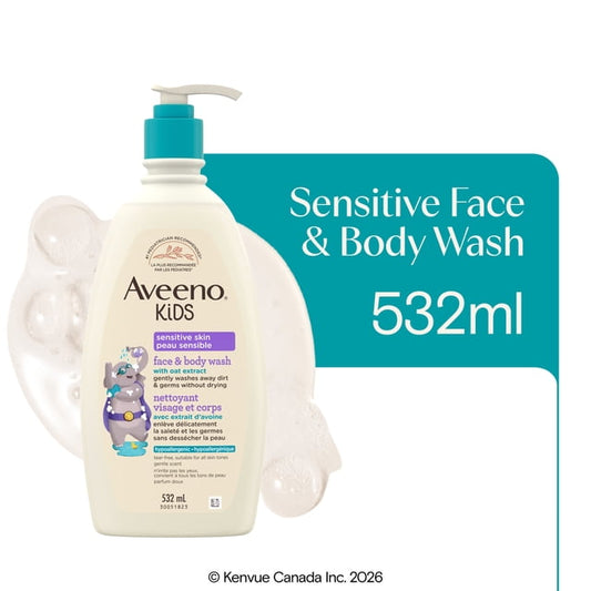 Aveeno Kids 2-in-1 Hypoallergenic Face & Body Wash, 532 g