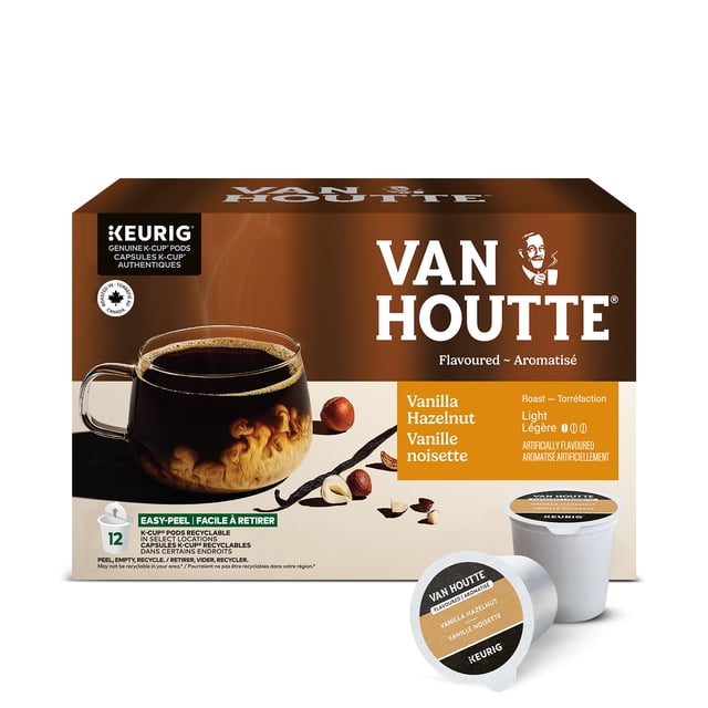 Van Houtte Vanilla Hazelnut Light Roast K-Cup Coffee Pods 12 Count, 108 g, 12 Count