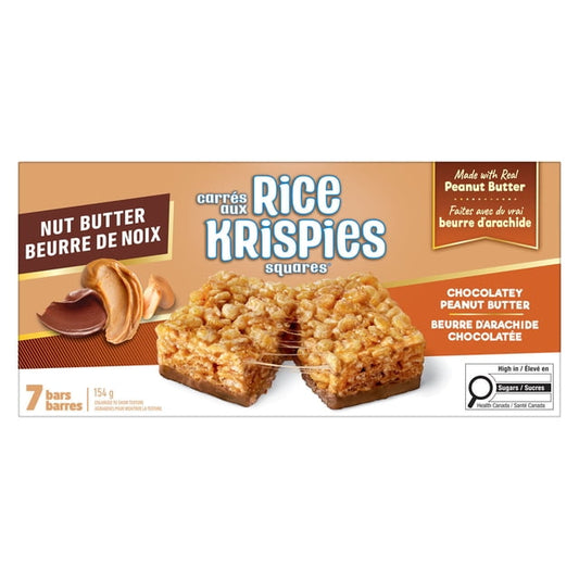 Kellogg's Rice Krispies Chocolatey Peanut Butter Squares Bars, 154 g, 6 Count