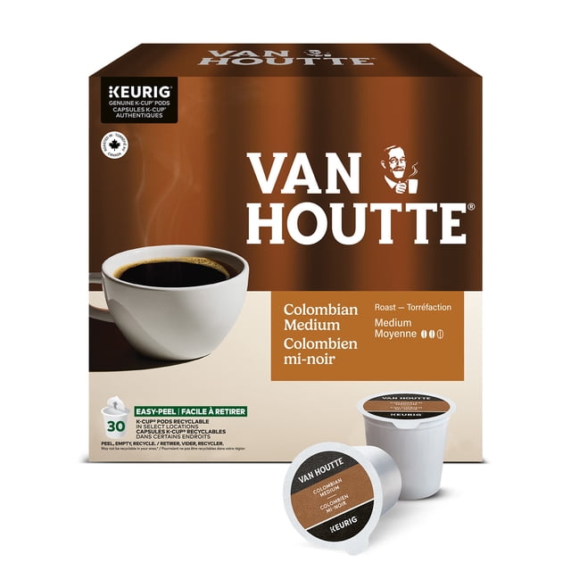 Van Houtte Colombian Medium K-Cup Coffee Pods, 298 g, 30 Count