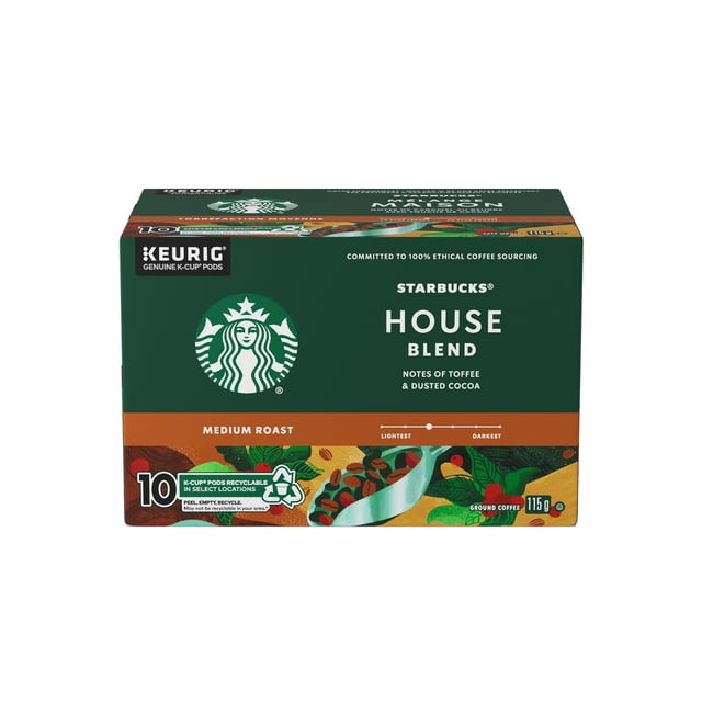 Starbucks House Blend Medium Roast K-Cup Coffee Pods, 115 g, 10 Count