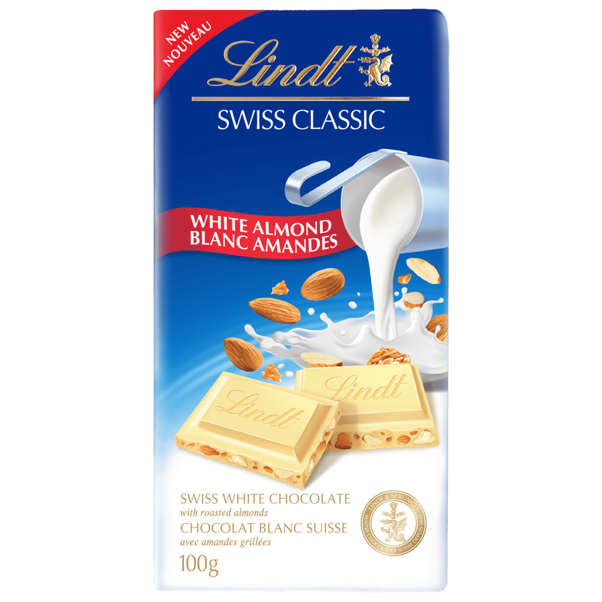 Lindt Swiss Classic White Chocolate Almond Bar 100g