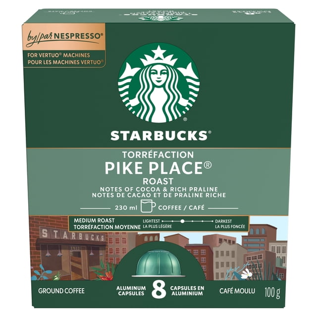 Starbucks Pike Place Roast Nespresso Vertuo Capsules, 42 g, 8 Count