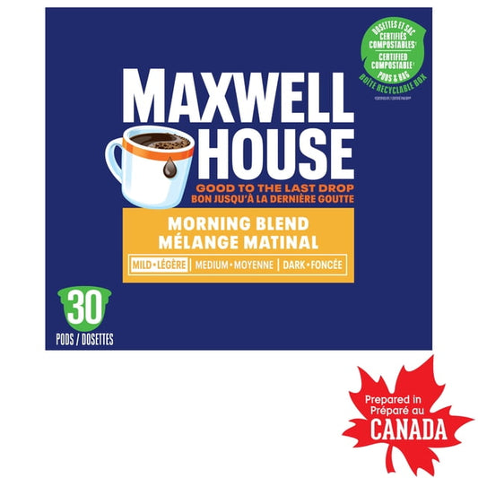 Maxwell House Morning Blend Compostable K-Cup Coffee Pods 30 Pods, 285 g, 30 Count
