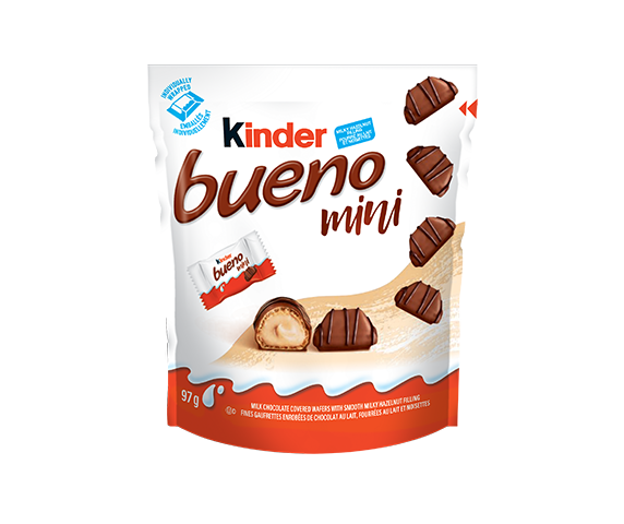 Kinder Bueno Mini Milk Chocolate Covered Crispy Wafers With Hazelnut Cream 18 Mini Wafer Bars Per Pack 97g