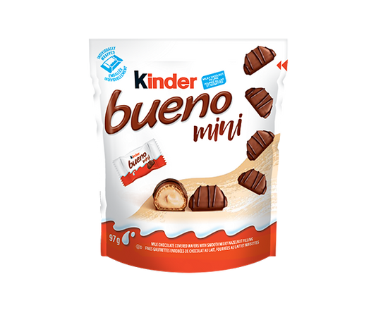 Kinder Bueno Mini Milk Chocolate Covered Crispy Wafers With Hazelnut Cream 18 Mini Wafer Bars Per Pack 97g