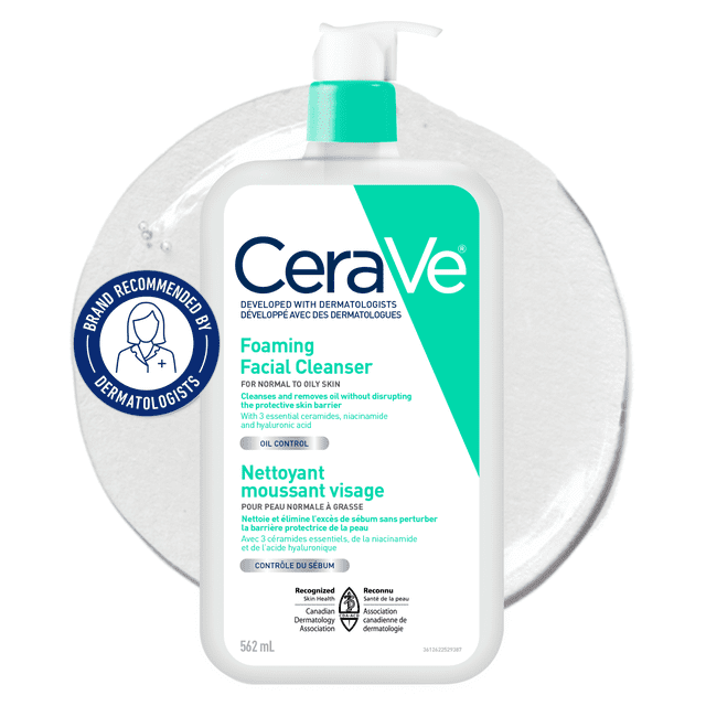 CeraVe Foaming Gel Normal to Oily Facial Cleanser, 473 g