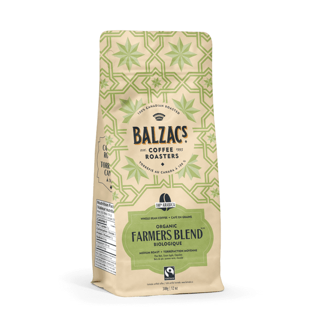 Balzac's Coffee Farmers Blend Whole Bean Fairtrade Organic 340g, 340 g