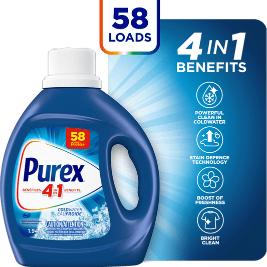 Purex Coldwater 4 in 1 Concentrated Liquid Laundry Detergent, 1940 g