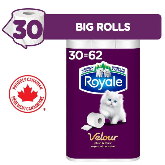 Royale Velour 30 Equal 62 Toilet Paper, 6200 g, 30 Count