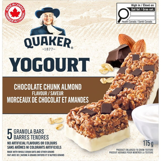 Quaker Yogourt Chocolate Chunk Almond Granola Bars, 175 g, 5 Count