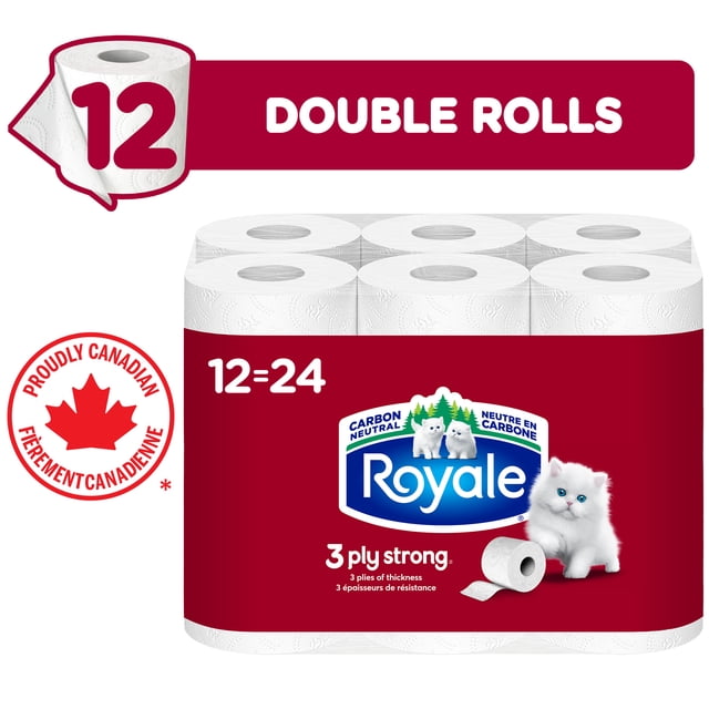 Royale 3 Ply Strong 12 Equal 24 Toilet Paper, 2400 g, 12 Count
