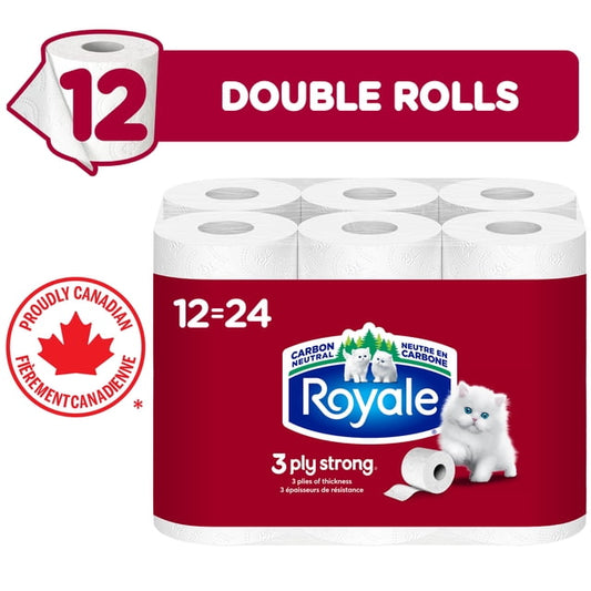 Royale 3 Ply Strong 12 Equal 24 Toilet Paper, 2400 g, 12 Count