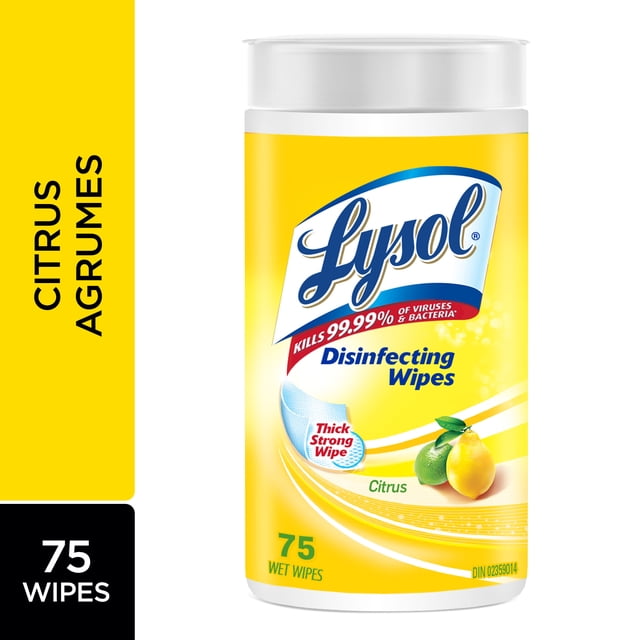 Lysol Citrus Disinfecting Wipes, 400 g, 75 Count