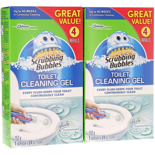 Scrubbing Bubbles Fresh Gel Stamp Rainshower Value Pack Toilet Bowl Cleaner, 155 g, 24 Count