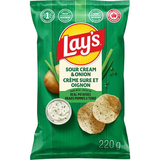 Lay's Sour Cream & Onion Potato Chips, 220 g