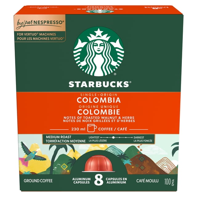 Starbucks Single Origin Colombia Nespresso Vertuo Capsules, 42 g, 8 Count