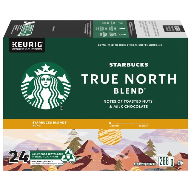 Starbucks True North Blend Blonde Roast K-Cup Coffee Pods Box, 298 g, 30 Count