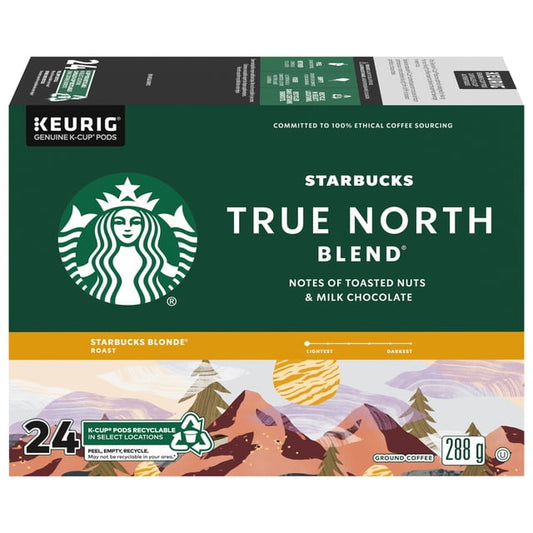 Starbucks True North Blend Blonde Roast K-Cup Coffee Pods Box, 298 g, 30 Count