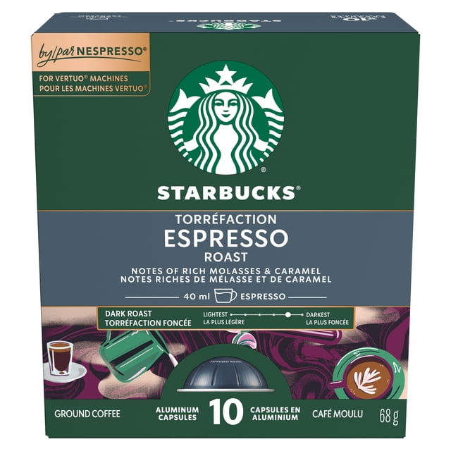 Starbucks Espresso Roast Nespresso Vertuo Capsules, 68 g, 10 Count