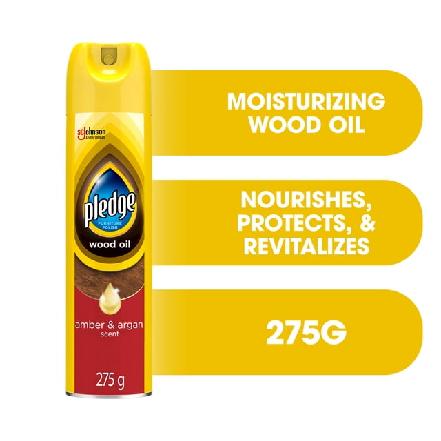 Pledge Amber and Argan Moisturizing Oil Furniture Polish Spray, 275 g