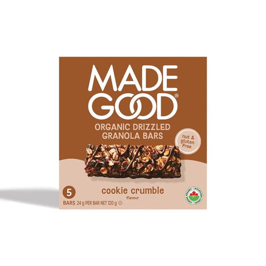 MadeGood Cookie Crumble Chocolate Drizzled Granola Bars, 120 g, 5 Count