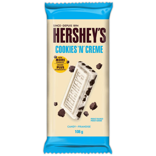HERSHEY'S Cookies N Creme Family Size Candy Bar Great For Sharing Stock Up Now 108g