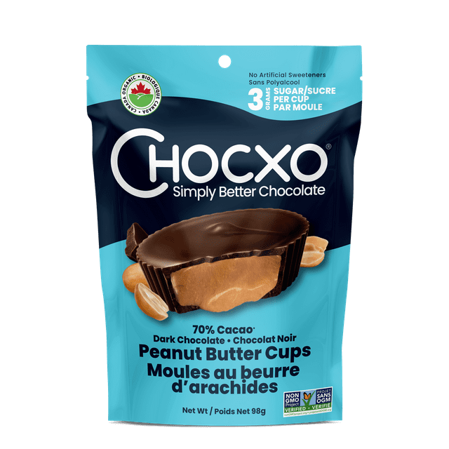Chocxo Organic Dark Chocolate Peanut Butter Cups 70 Cocao