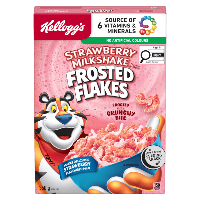Kellogg's Frosted Flakes Strawberry Milkshake Cereal, 364 g