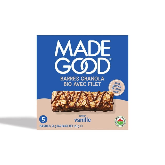 MadeGood Vanilla Chocolate Drizzled Granola Bars, 120 g, 5 Count