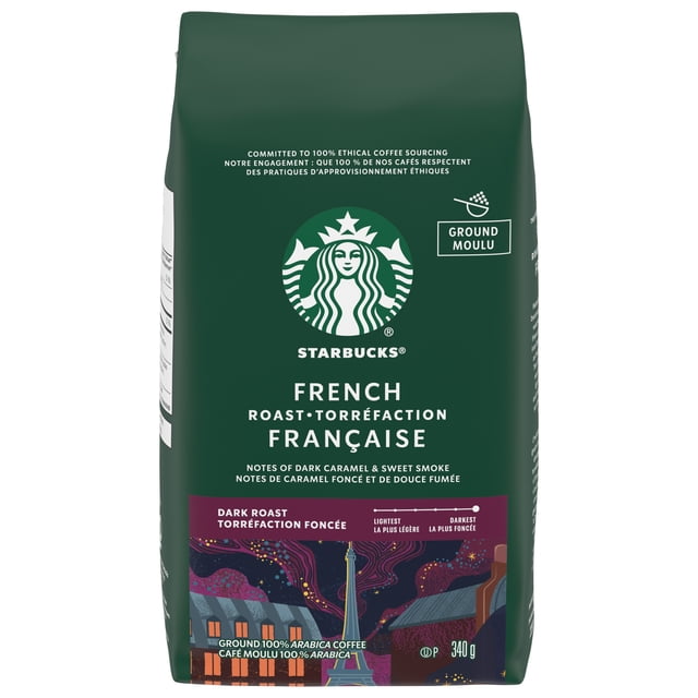 Starbucks French Roast Dark Roast Ground Coffee Bag, 340 g