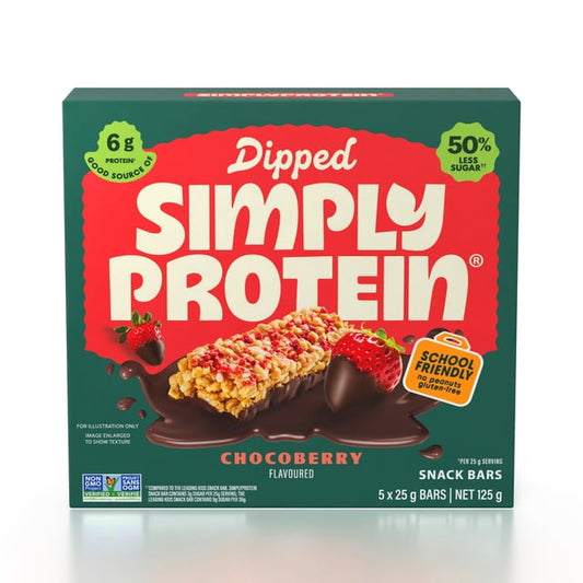 SimplyProtein Dipped Chocoberry Snack Bars, 125 g, 3 Count