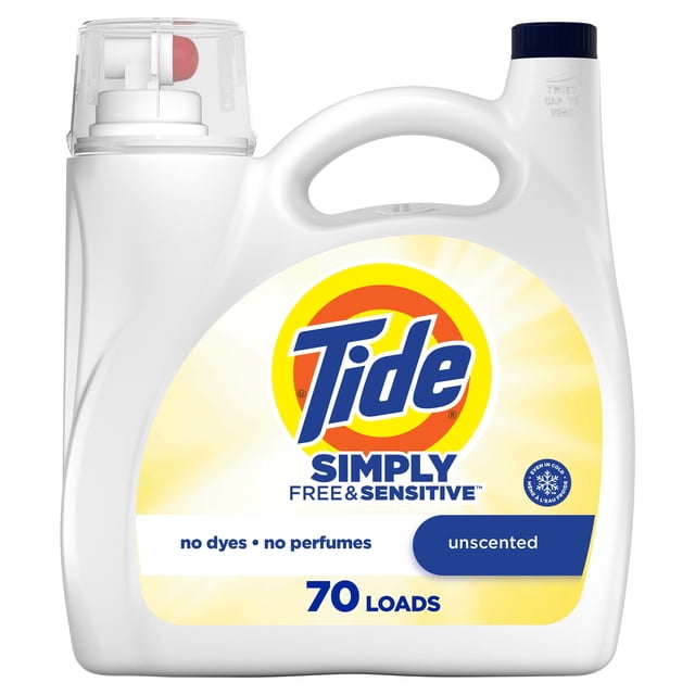 Tide Simply Free & Sensitive Liquid Laundry Detergent, 2720 g