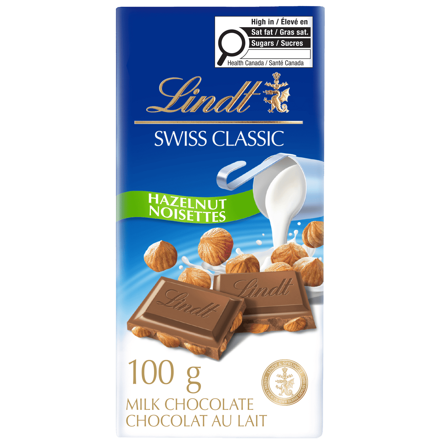 Lindt Swiss Classic Hazelnut Milk Chocolate Bar 100g