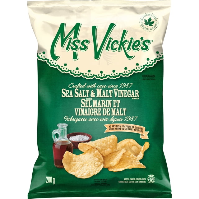 Miss Vickie's Sea Salt & Malt Vinegar Kettle Cooked Potato Chips, 200 g