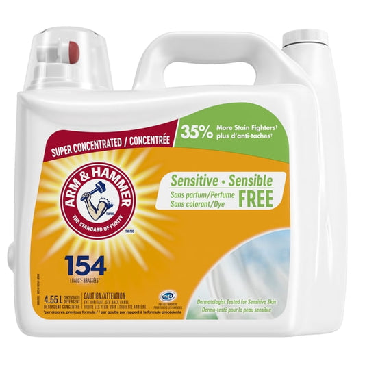 Arm & Hammer Sensitive Skin Scent and Dye Free Liquid Laundry Detergent, 4550 g