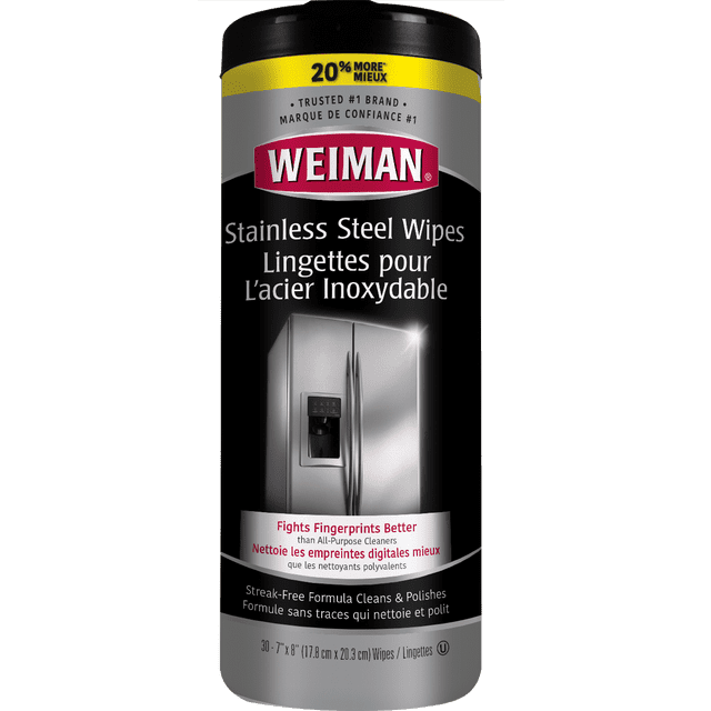 Weiman Stainless Steel Cleaner and Polish Wipes, 250 g, 30 Count