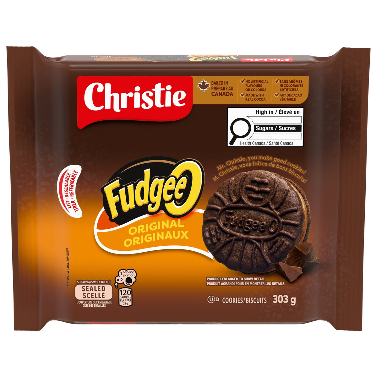 Fudgee-O Chocolatey Creme Filled Sandwich Cookies 303g