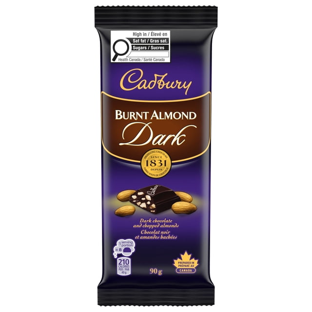 Cadbury Burnt Almond Dark Chocolate Bar 90g