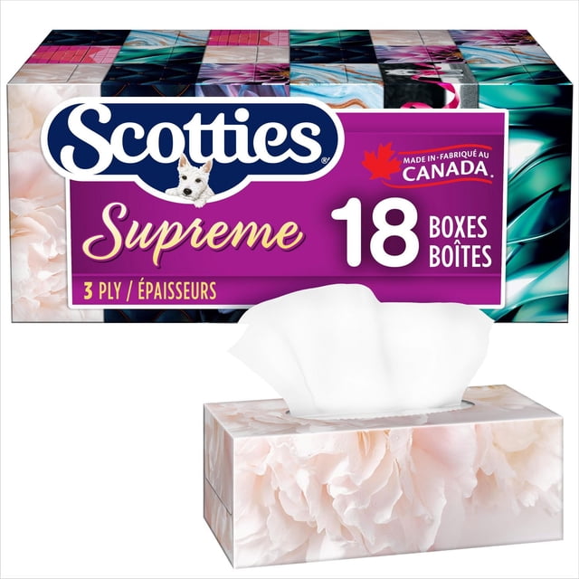 Scotties Supreme 3-Ply Value Pack Facial Tissues, 2760 g, 18 Count