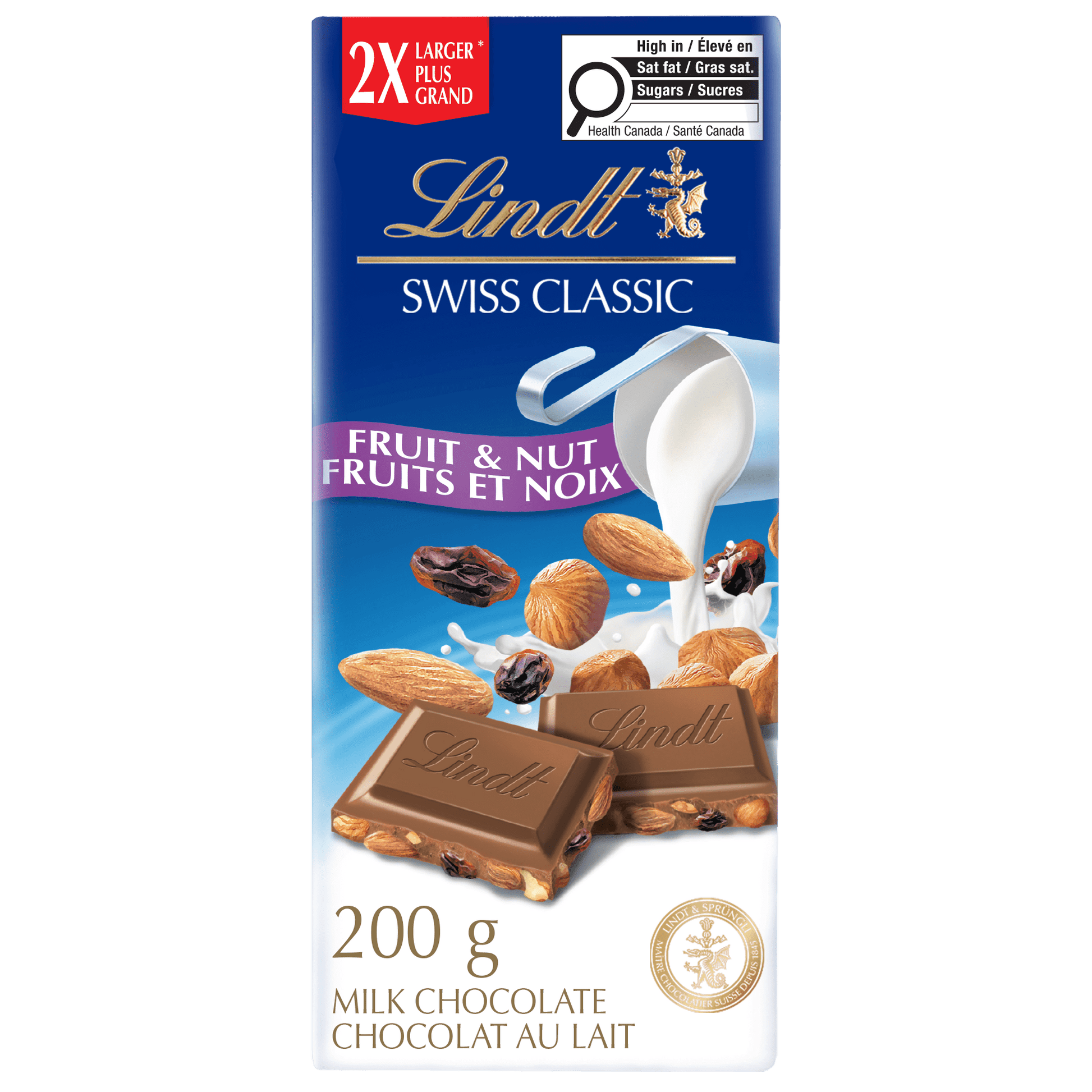 Lindt Swiss Classic Fruit Nut Milk Chocolate Bar 200g